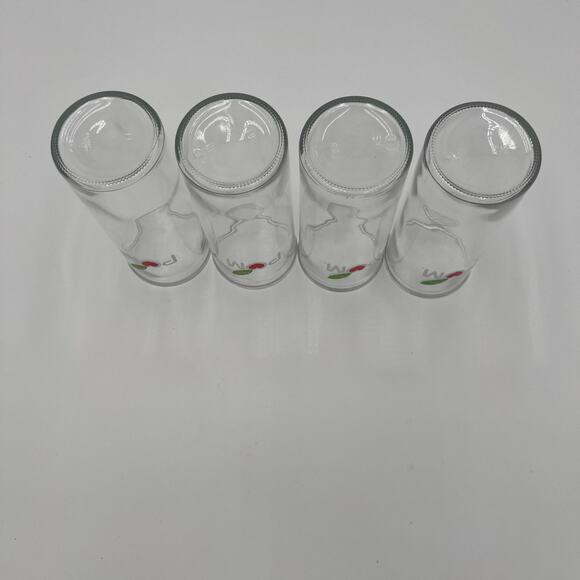 POM Drinking Glasses Set of 4 Clear Tall Logo Leaf Heart 6.5 in Collector - Picture 8 of 10